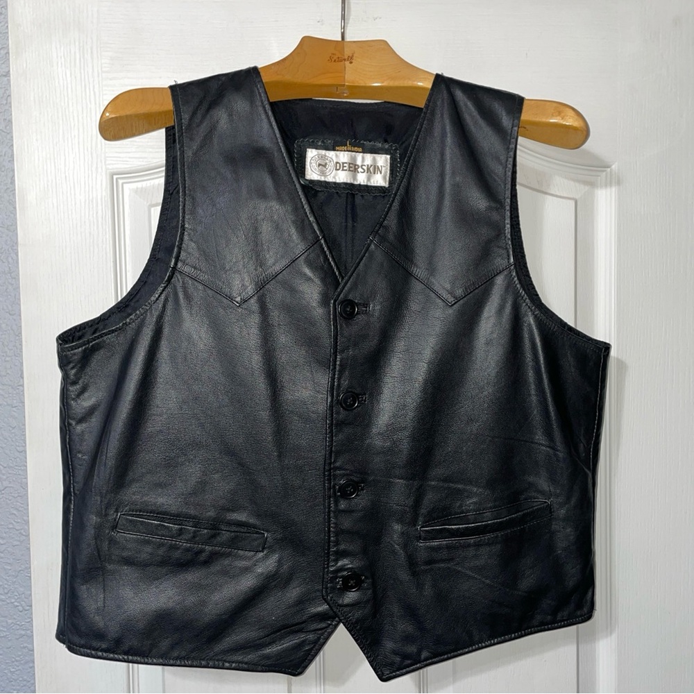 Deerskin Black Leather Vest